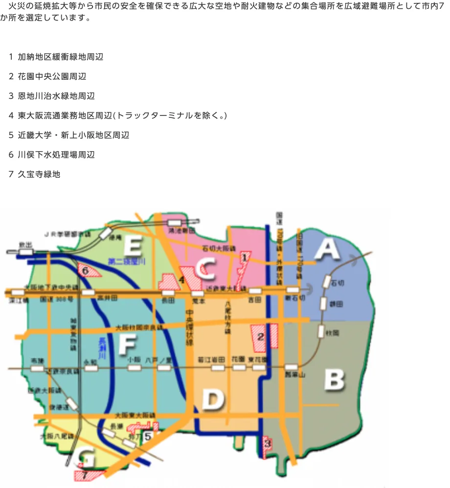 東大阪市 広域避難場所