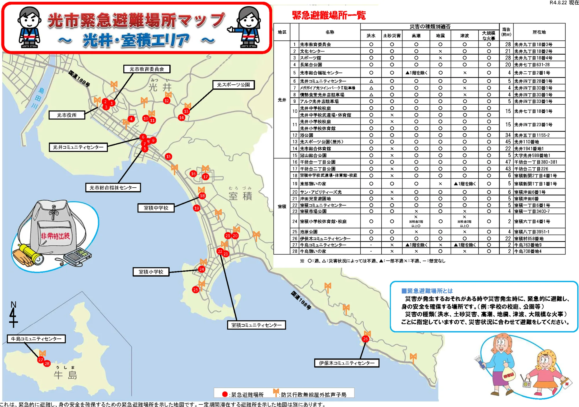 光市 緊急避難場所マップ（光井・室積）