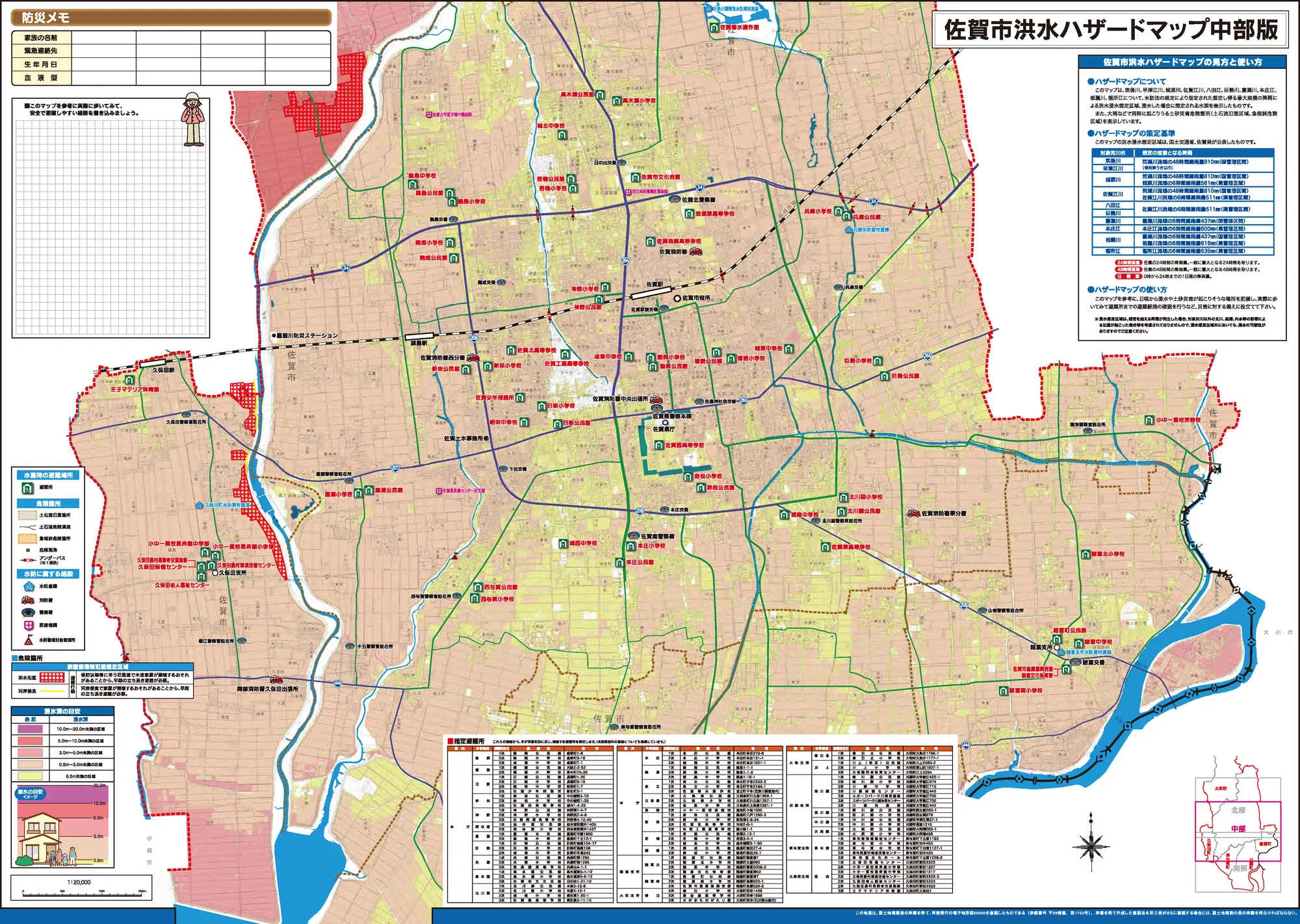 佐賀市 洪水ハザードマップ（中部）