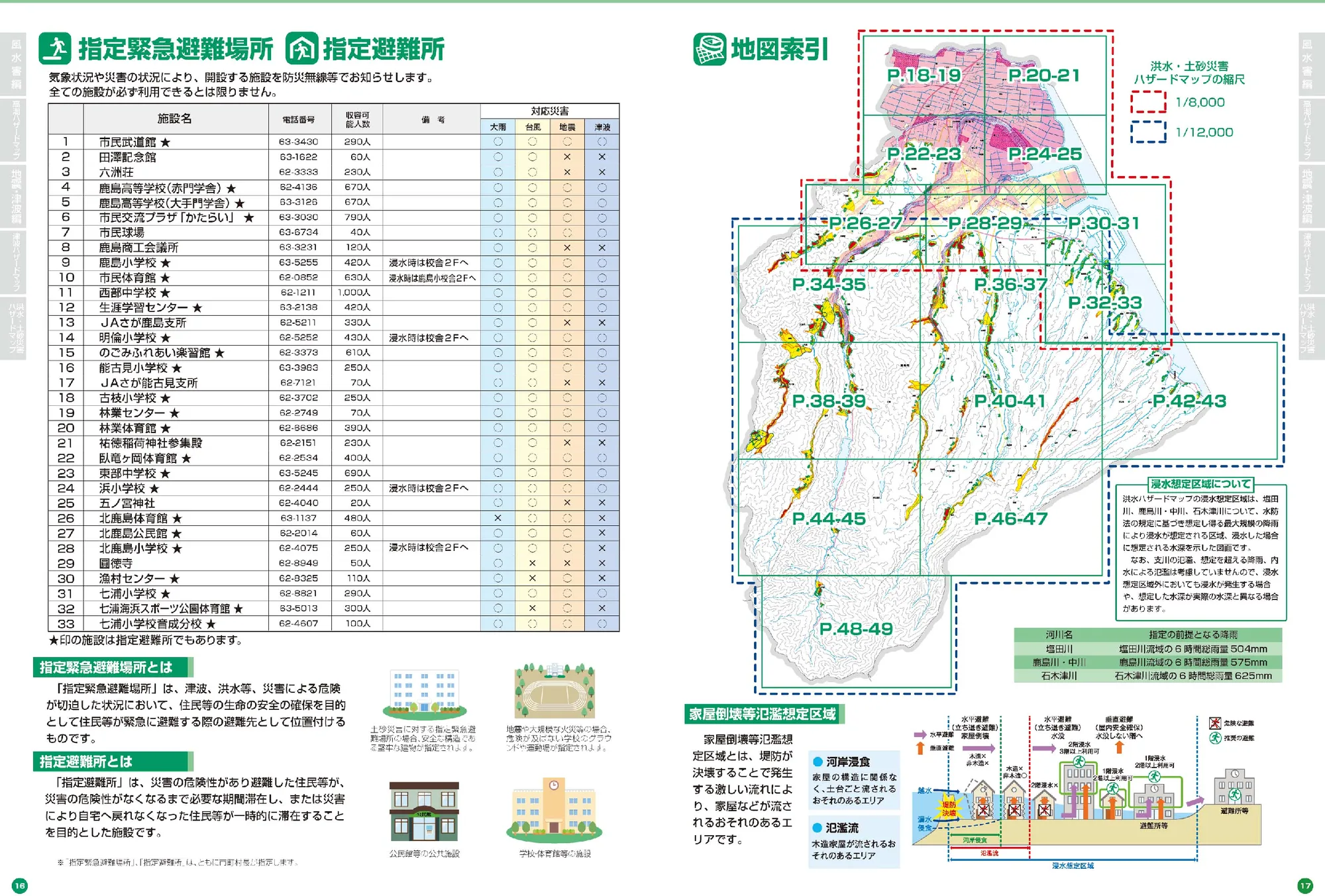 鹿島市 避難場所一覧・地図索引